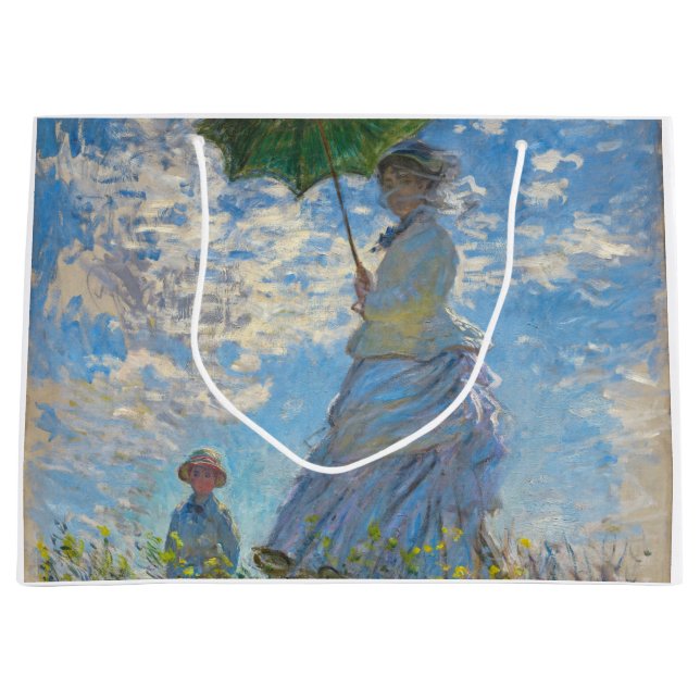 Claude Monet - Die Promenade, Frau mit Sonnenschir Große Geschenktüte (Vorderseite)