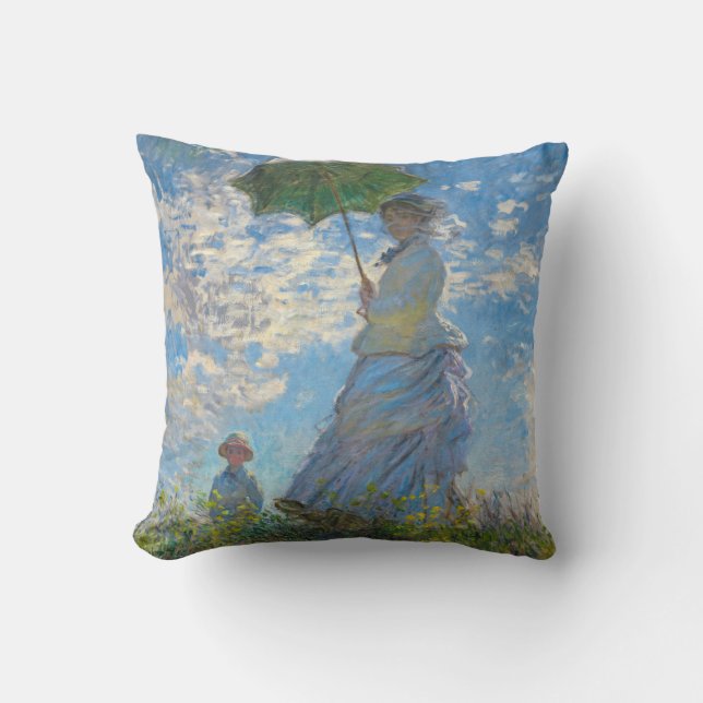 Claude Monet - Die Promenade, Frau mit Sonnenschir Kissen (Vorderseite)