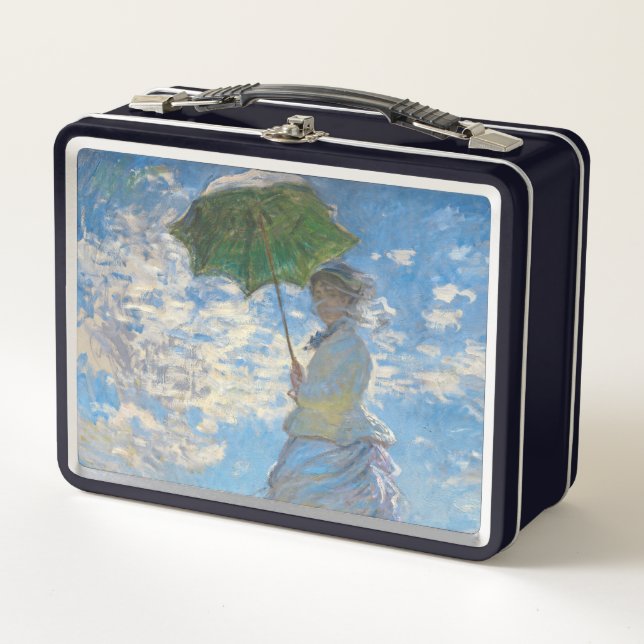 Claude Monet - Die Promenade, Frau mit Sonnenschir Metall Brotdose (Vorderseite)