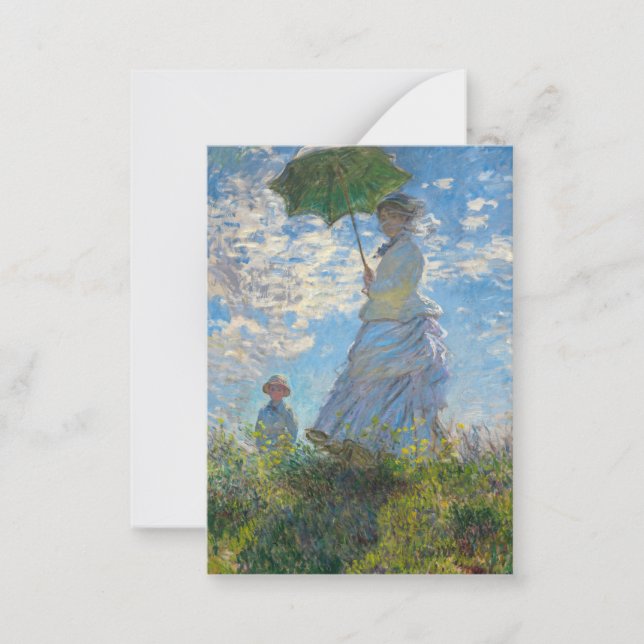 Claude Monet - Die Promenade, Frau mit Sonnenschir Mitteilungskarte (Vorderseite)