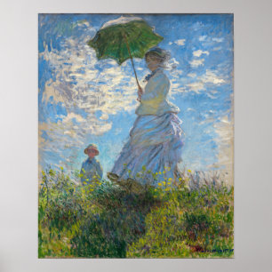 Claude Monet - Die Promenade, Frau mit Sonnenschir Poster