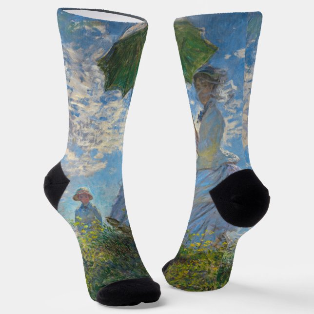 Claude Monet - Die Promenade, Frau mit Sonnenschir Socken (Gewinkelt)