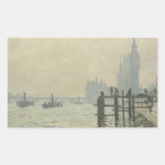 Claude Monet - Die Themse in Westminster Rechteckiger Aufkleber (Vorderseite)