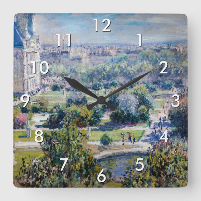 Claude Monet - Die Tuileries Gärten Quadratische Wanduhr (Vorderseite)