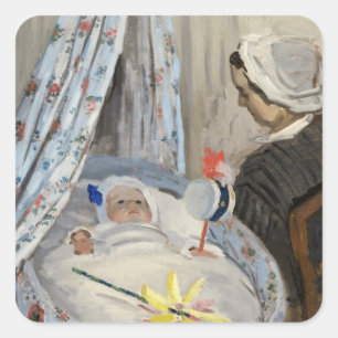 Claude Monet die Wiege, Camille mit Sohn Jean Quadratischer Aufkleber