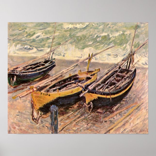 Claude Monet - Drei Fischerboote Poster (Vorne)