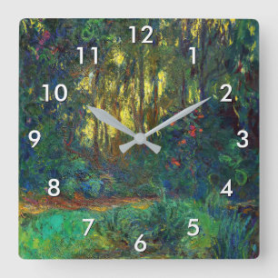 Claude Monet - Ecke eines Teichs mit Seerosen Quadratische Wanduhr