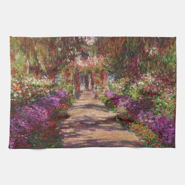 Claude Monet | Ein Weg im Monet-Garten Geschirrtuch (Horizontal)