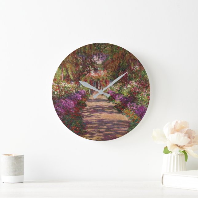 Claude Monet | Ein Weg im Monet-Garten Große Wanduhr (Zuhause)