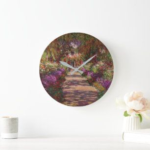 Claude Monet   eine Bahn in Monets Garten Große Wanduhr