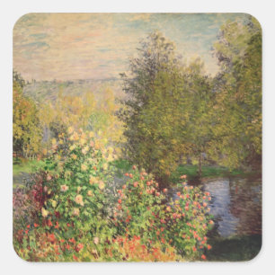 Claude Monet Eine Ecke des Gartens in Montgeron Quadratischer Aufkleber