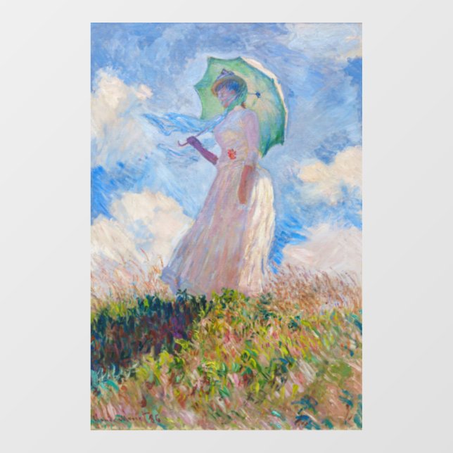 Claude Monet - Eine Frau mit einem Parasol gegenüb Fensteraufkleber (Blatt)
