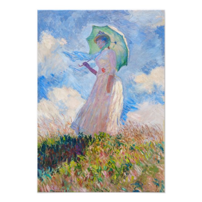 Claude Monet - Eine Frau mit einem Parasol gegenüb Fotodruck (Vorne)