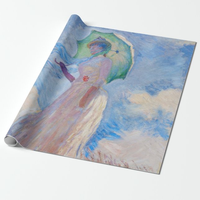 Claude Monet - Eine Frau mit einem Parasol gegenüb Geschenkpapier (Ungerollt)