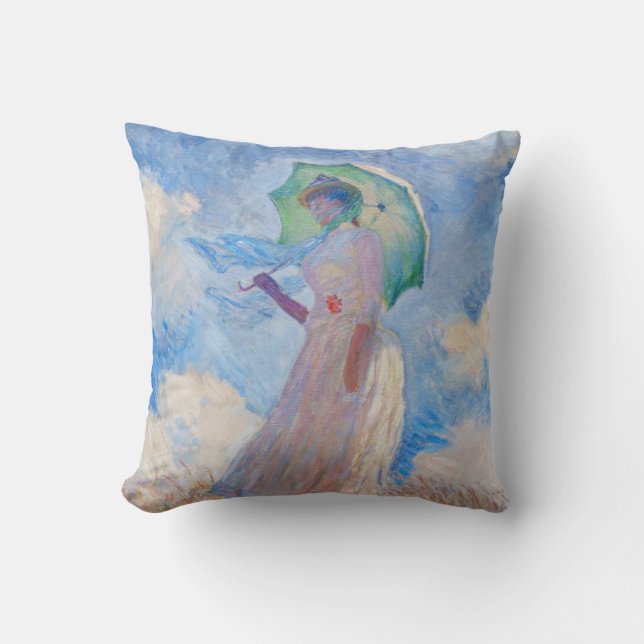 Claude Monet - Eine Frau mit einem Parasol gegenüb Kissen (Vorderseite)
