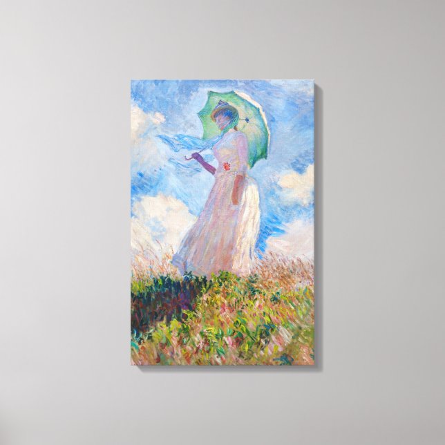 Claude Monet - Eine Frau mit einem Parasol gegenüb Leinwanddruck (Vorderseite)
