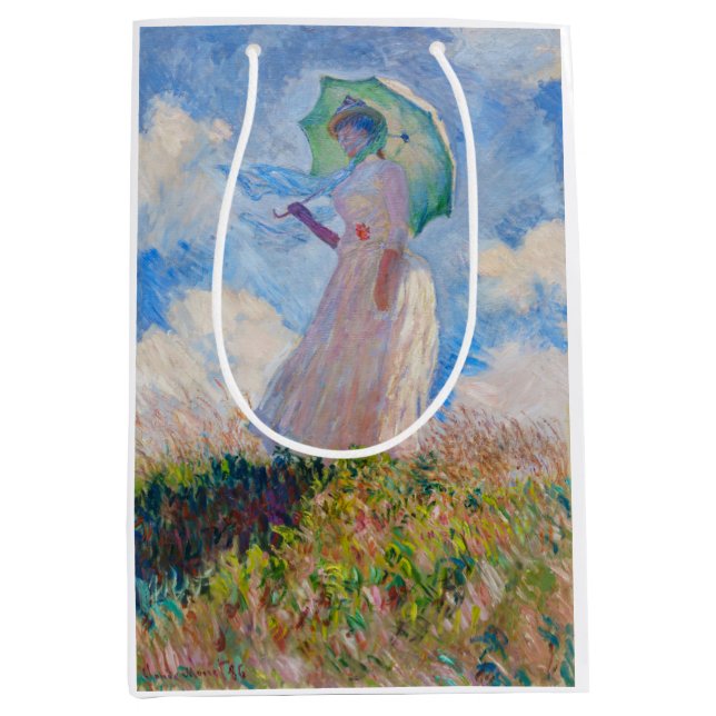 Claude Monet - Eine Frau mit einem Parasol gegenüb Mittlere Geschenktüte (Vorderseite)