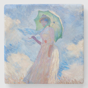 Claude Monet - Eine Frau mit einem Parasol gegenüb Steinuntersetzer