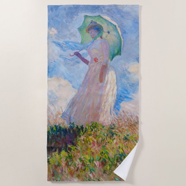 Claude Monet - Eine Frau mit einem Parasol gegenüb Strandtuch (Vorderseite)