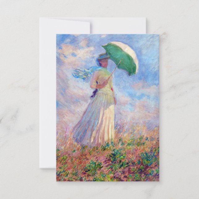 Claude Monet - Eine Frau mit einem Sonnenschirm au Dankeskarte (Vorderseite)