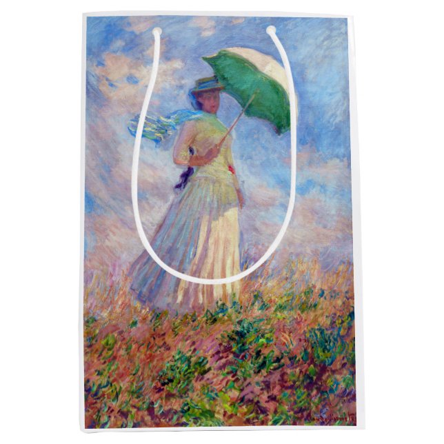 Claude Monet - Eine Frau mit einem Sonnenschirm au Mittlere Geschenktüte (Vorderseite)