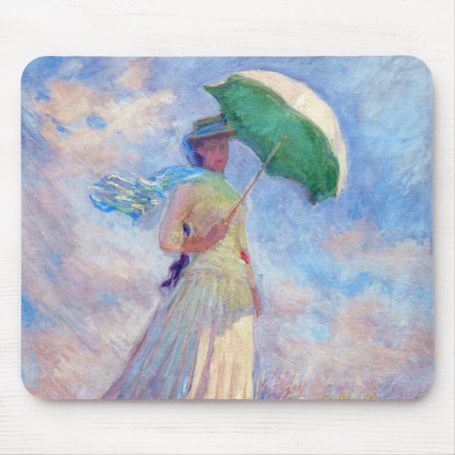 Claude Monet - Eine Frau mit einem Sonnenschirm au Mousepad (Vorne)