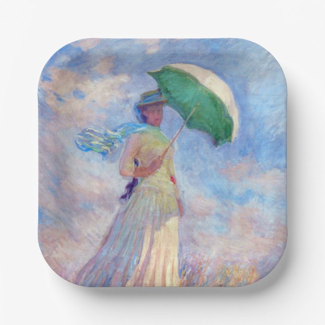 Claude Monet - Eine Frau mit einem Sonnenschirm au Pappteller (Vorderseite)