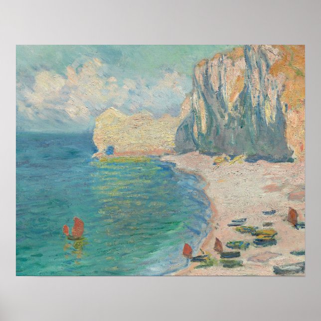 Claude Monet - Etretat - Der Strand und die Falais Poster (Vorne)