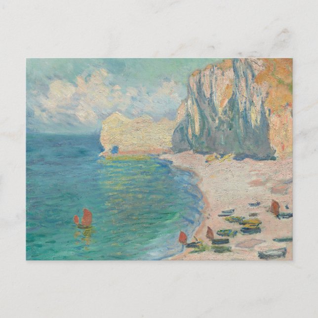 Claude Monet - Etretat - Der Strand und die Falais Postkarte (Vorderseite)