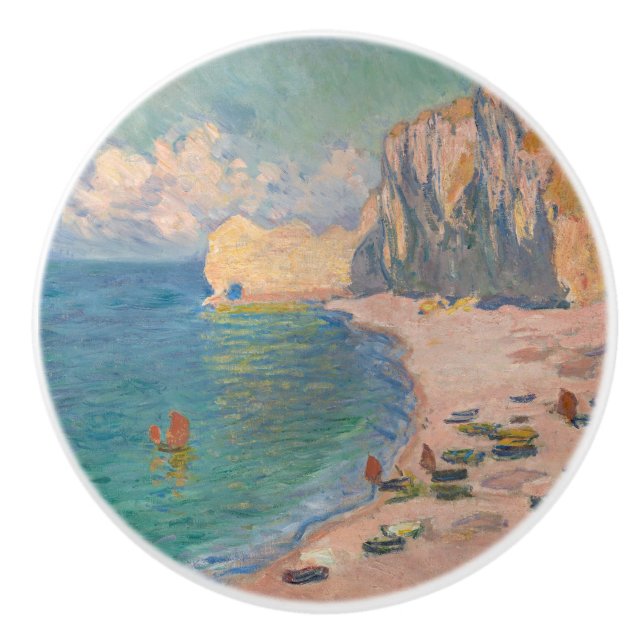 Claude Monet - Etretat: Strand und Falaise d'Betwe Keramikknauf (Vorderseite)