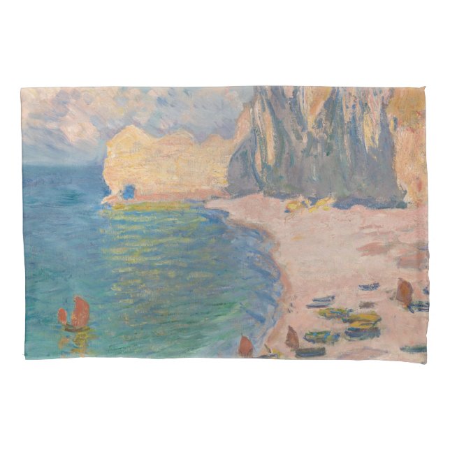 Claude Monet - Etretat: Strand und Falaise d'Betwe Kissenbezug (Vorderseite)