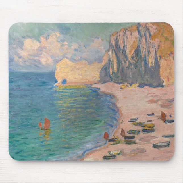 Claude Monet - Etretat: Strand und Falaise d'Betwe Mousepad (Vorne)