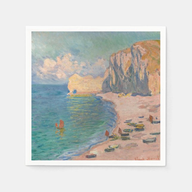 Claude Monet - Etretat: Strand und Falaise d'Betwe Serviette (Vorderseite)