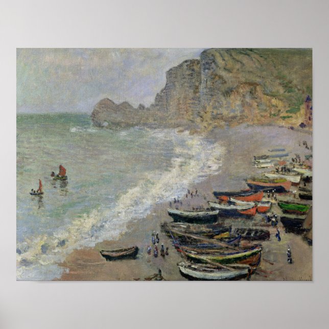 Claude Monet | Etretat, Strand und Porte d'Amont Poster (Vorne)