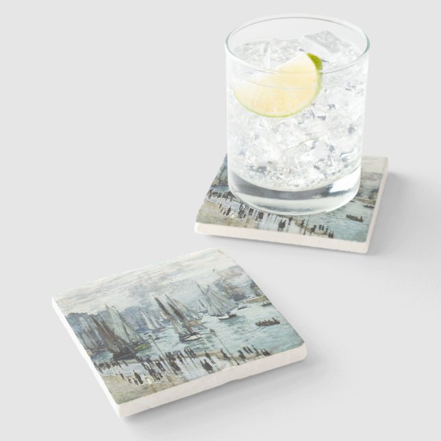 Claude Monet Fischerboote Verlassend Hafen Steinuntersetzer (Seitenansicht)