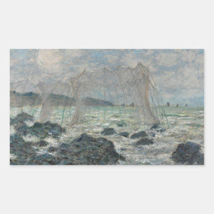 Claude Monet - Fischereinetze in Pourville Rechteckiger Aufkleber