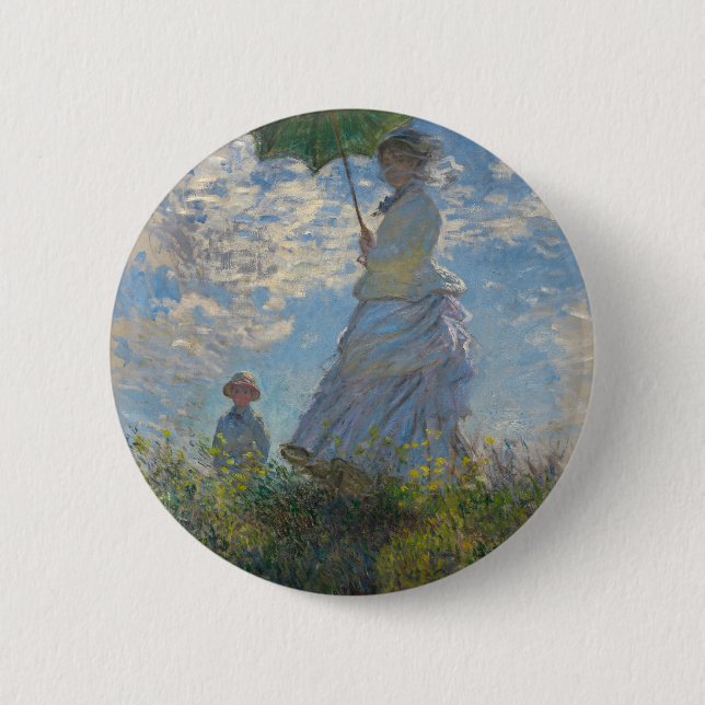 Claude Monet-Frau mit einem Sonnenschirm 1875 Button (Vorderseite)