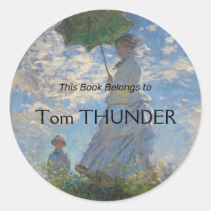 Claude Monet Frau mit einem Sonnenschirm Fine Art Runder Aufkleber