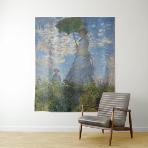 Claude Monet Frau mit einem Sonnenschirm Fine Art Wandteppich