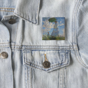 Claude Monet Frau mit einem Sonnenschirm Meisterwe Button