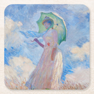 Claude Monet - Frau mit einem Sonnenschirm nach li Rechteckiger Pappuntersetzer