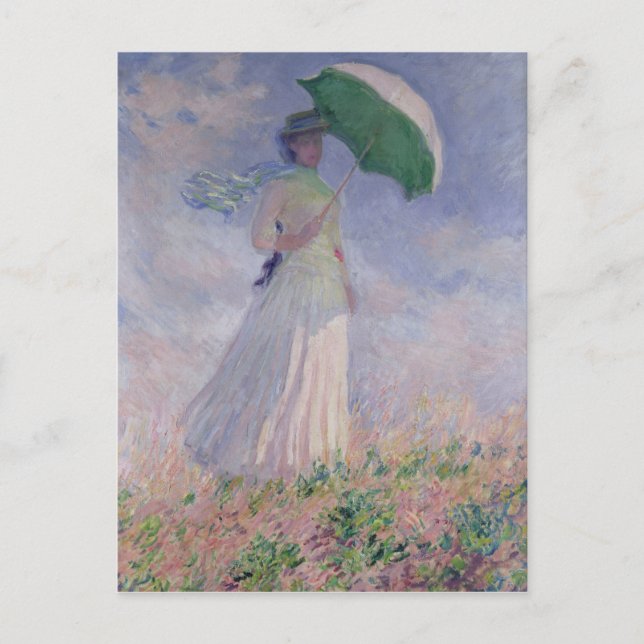 Claude Monet | Frau mit einem Sonnenschirm rechts  Postkarte (Vorderseite)