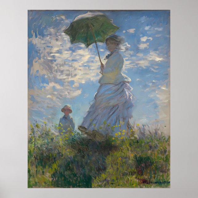 Claude Monet - Frau mit Parasol La Promenade Poster (Vorne)