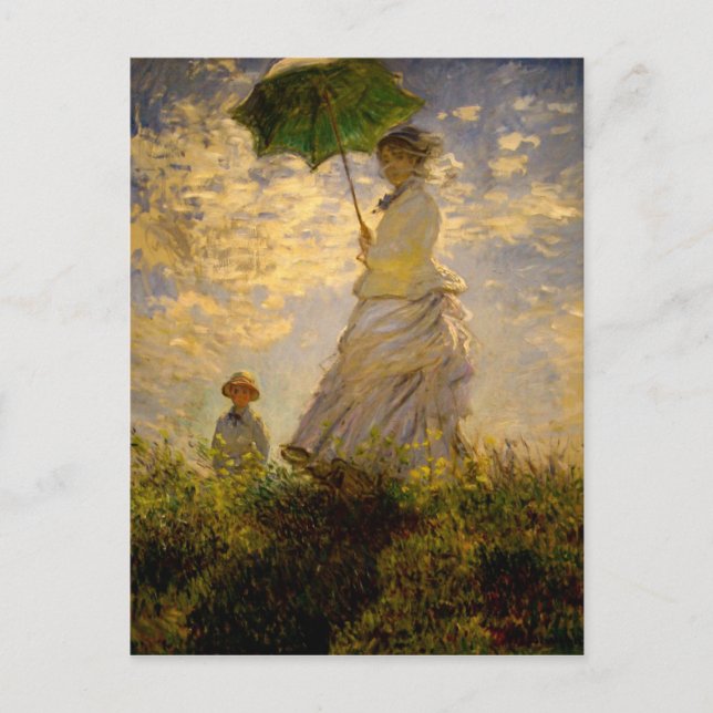Claude Monet - Frau mit Sonnenschirm (1875) Postka Postkarte (Vorderseite)