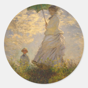 Claude Monet: Frau mit Sonnenschirm, 1875 Runder Aufkleber