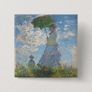 Claude Monet Frau mit Sonnenschirm Button