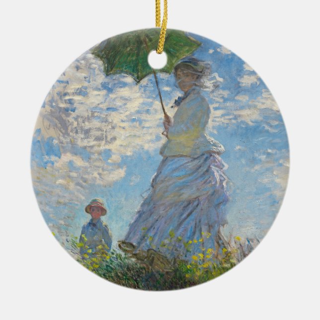 Claude Monet | Frau mit Sonnenschirm Keramik Ornament (Vorne)