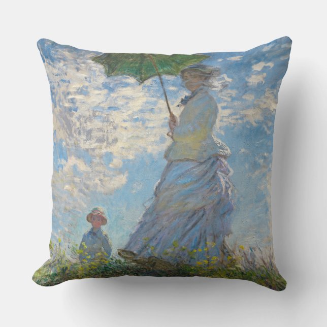 Claude Monet | Frau mit Sonnenschirm Kissen (Vorderseite)