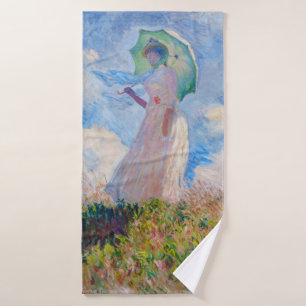 Claude Monet - Frau mit Sonnenschirm nach links Badhandtuch Set