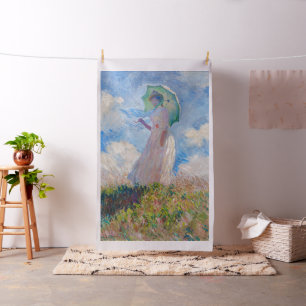Claude Monet - Frau mit Sonnenschirm nach links Stoff